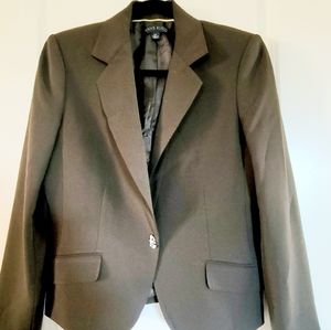 Anne Klein Women's Green Blazer Jacket Size 6P with Removable Brooch